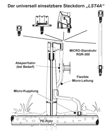 Steckdorn für Microregner mit Kugelhahn, LST4V