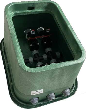 Ventilstation mit 4 HUNTER Magnetventilen mit Hauptabsperrung und Druckluftanschluß, RP-VB-4X
