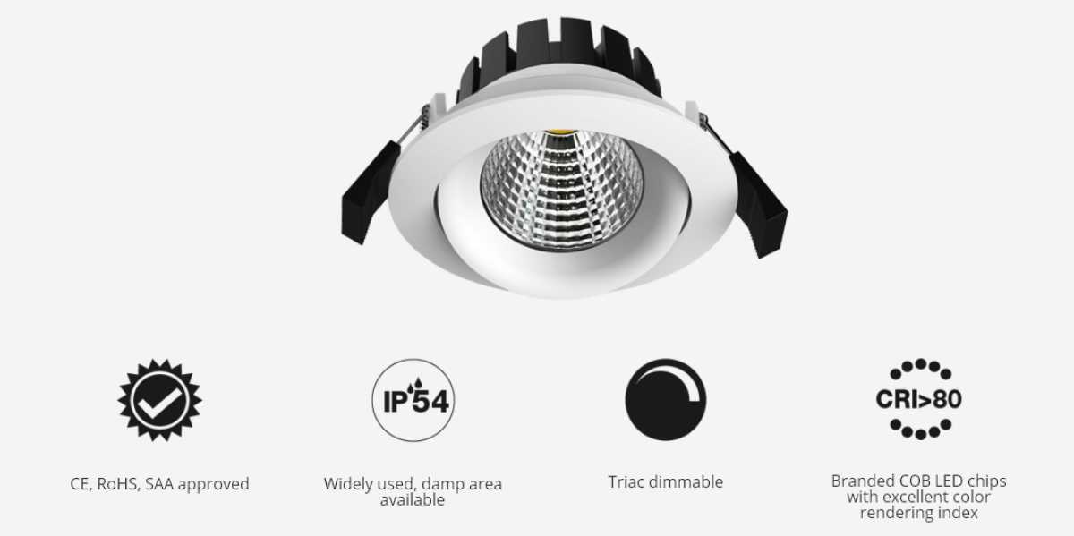 LED Downlight Einbaustrahler, 10W, IP54, weiß, klein, kompakt und schwenkbar