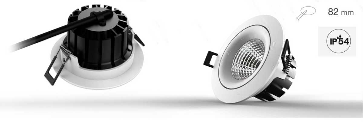 LED Downlight Einbaustrahler, 10W, IP54, weiß, klein, kompakt und schwenkbar